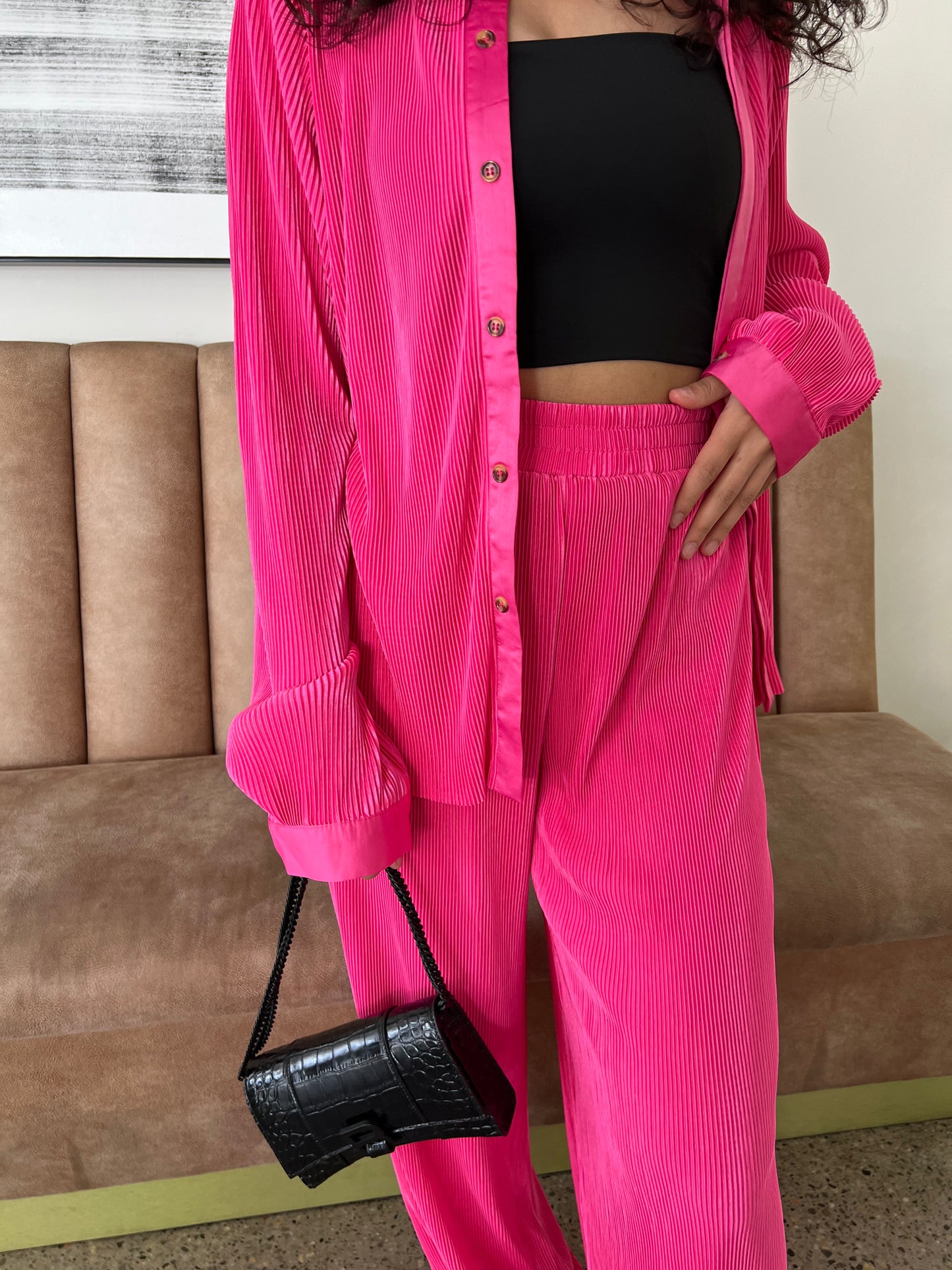 Lazy Sussan Pink Plisse set