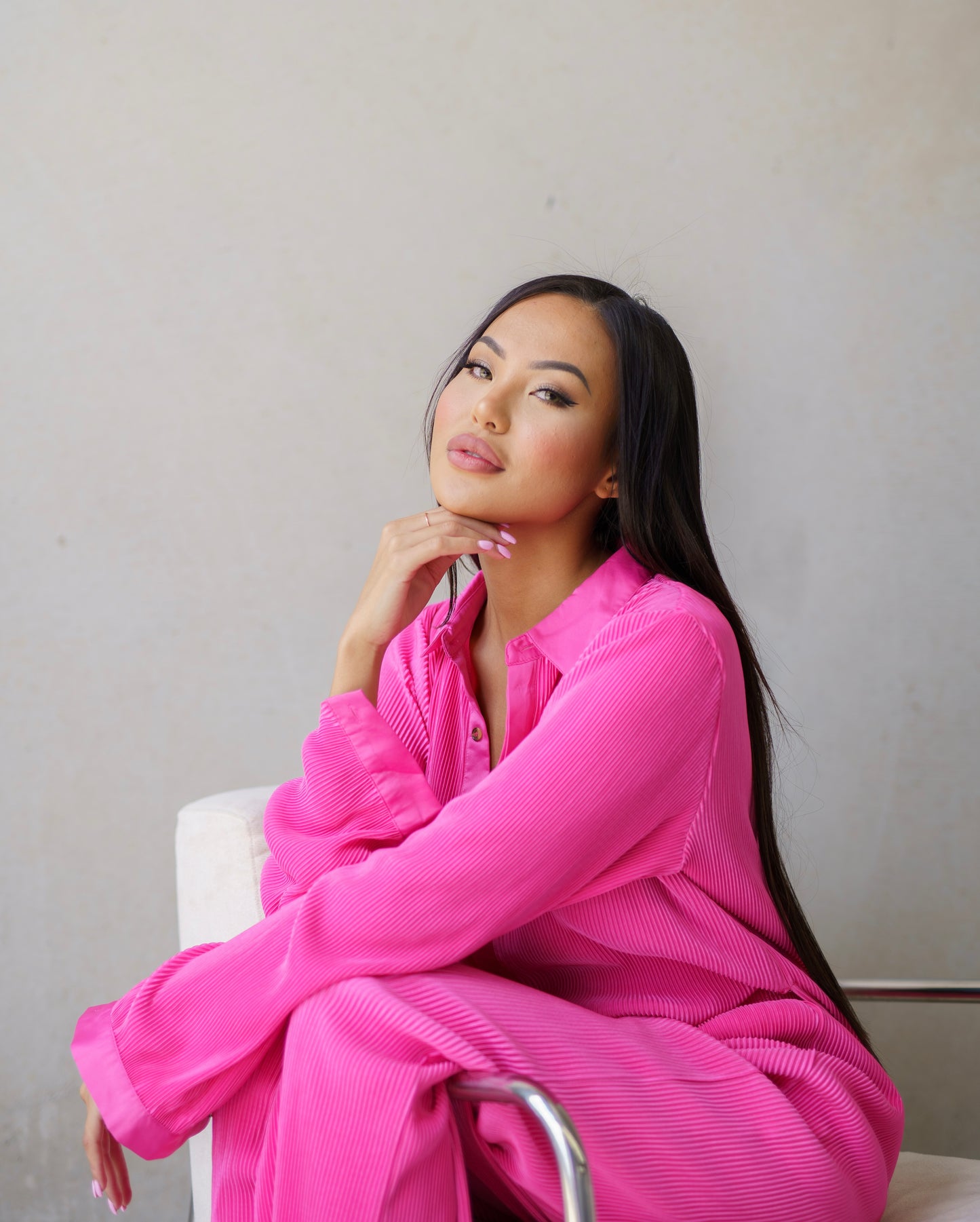 Lazy Sussan Pink Plisse set